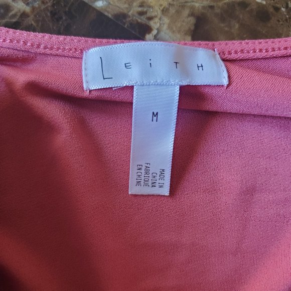 Leith Top Blouse Tank Top L XL Pink Coral Cold Shoulder Ruffle Sleeve NWT Boho - Picture 7 of 8